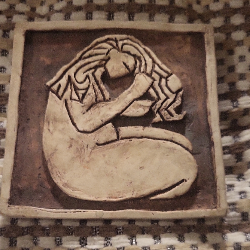 Abstract Brown and Cream Ceramic Tile